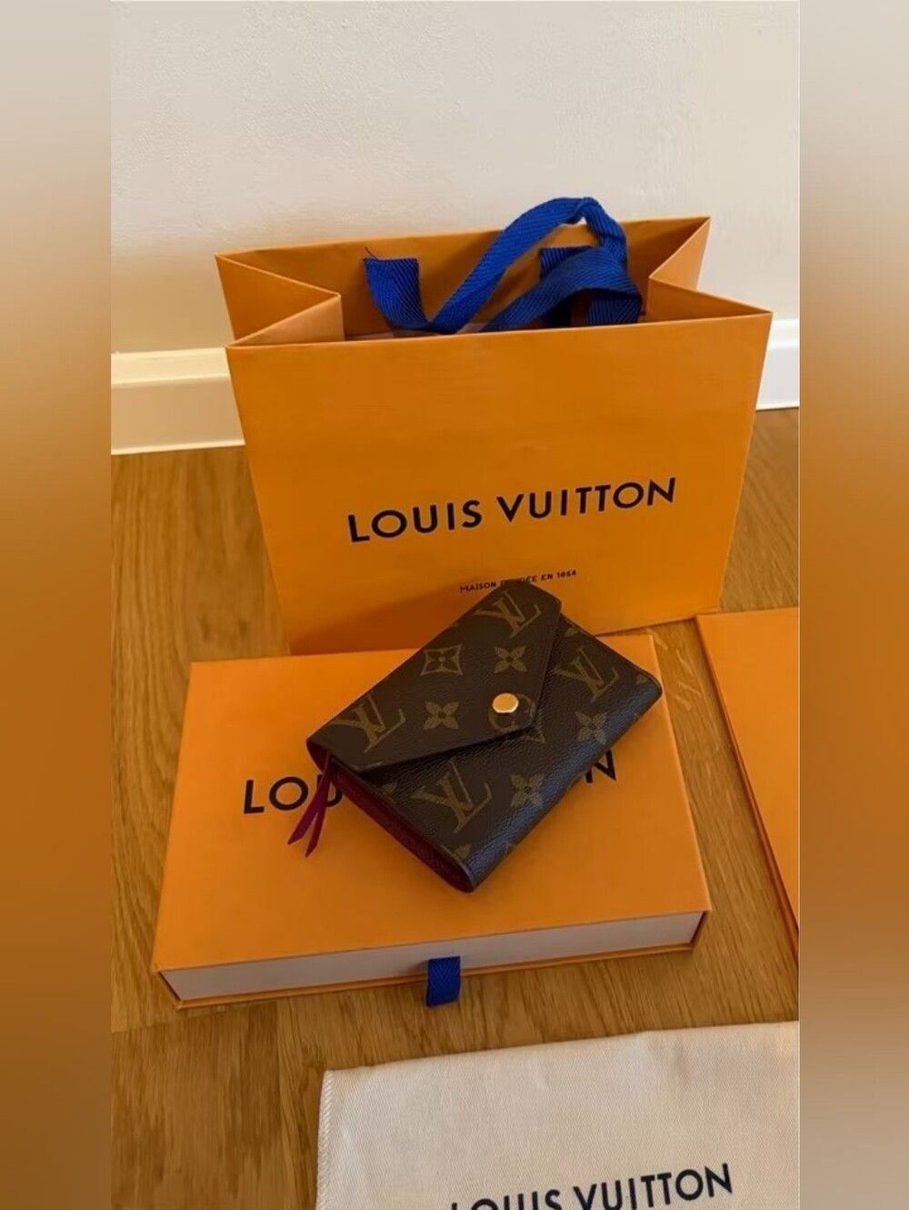 Louis Vuitton Monogram Small Fold Wallet with Burgundy Edge